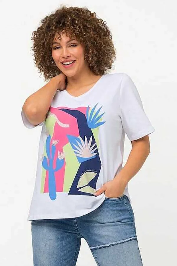 Ulla Popken Abstract Cactus Graphic Top In Off White*Women Tops & Blouses