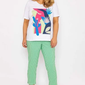 Ulla Popken Abstract Cactus Graphic Top In Off White*Women Tops & Blouses