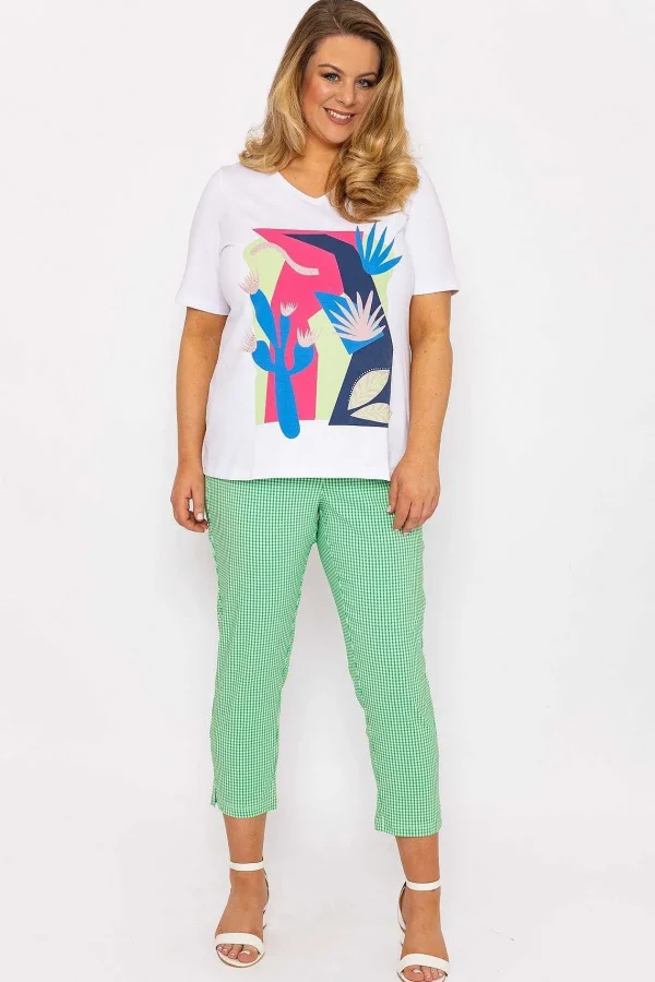 Ulla Popken Abstract Cactus Graphic Top In Off White*Women Tops & Blouses