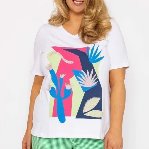 Ulla Popken Abstract Cactus Graphic Top In Off White*Women Tops & Blouses