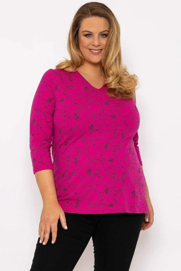 Ulla Popken Abstract Print Blouse In Pink*Women Tops & Blouses