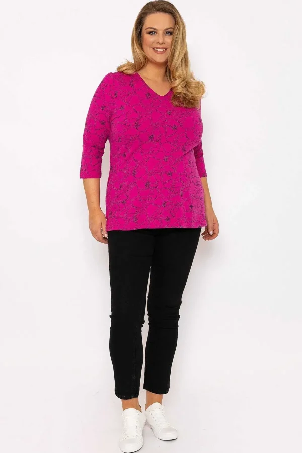 Ulla Popken Abstract Print Blouse In Pink*Women Tops & Blouses