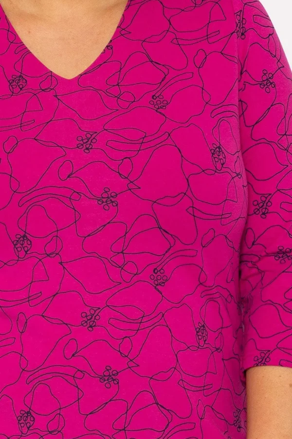 Ulla Popken Abstract Print Blouse In Pink*Women Tops & Blouses