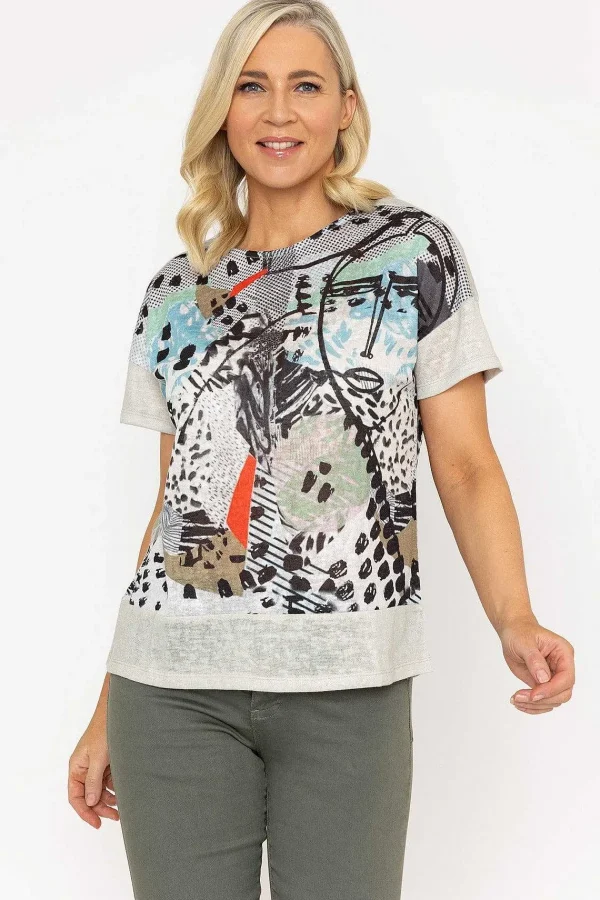 Kalisson Abstract Printed Round Neck T-Shirt In Sage*Women Tops & Blouses