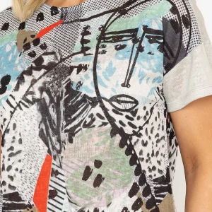 Kalisson Abstract Printed Round Neck T-Shirt In Sage*Women Tops & Blouses