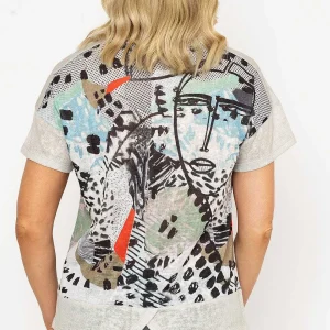 Kalisson Abstract Printed Round Neck T-Shirt In Sage*Women Tops & Blouses