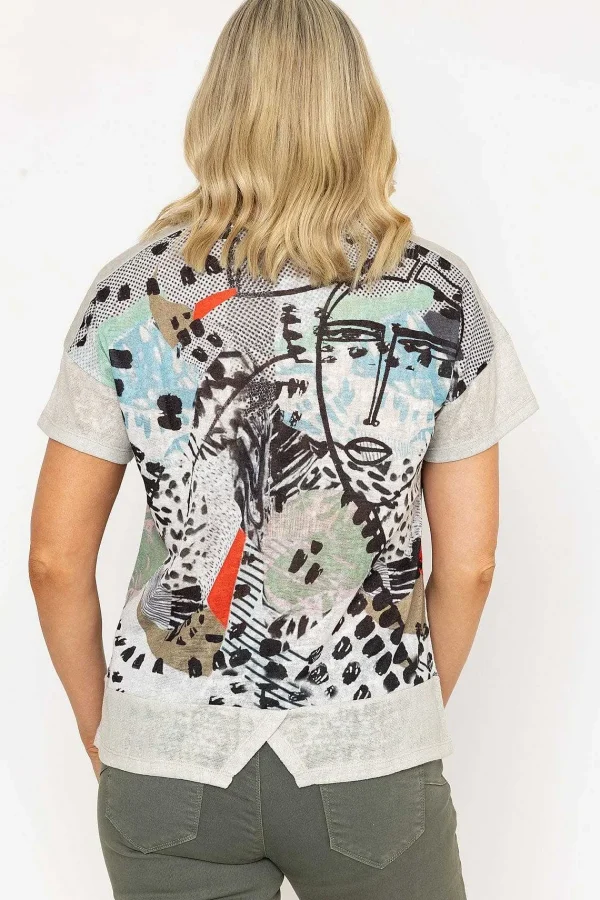 Kalisson Abstract Printed Round Neck T-Shirt In Sage*Women Tops & Blouses
