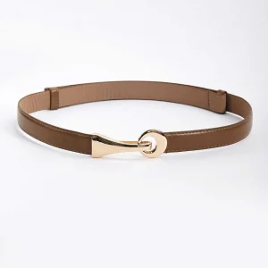 SOUL Accessories Adjustable Gold Clasp Belt In Brown* Belts