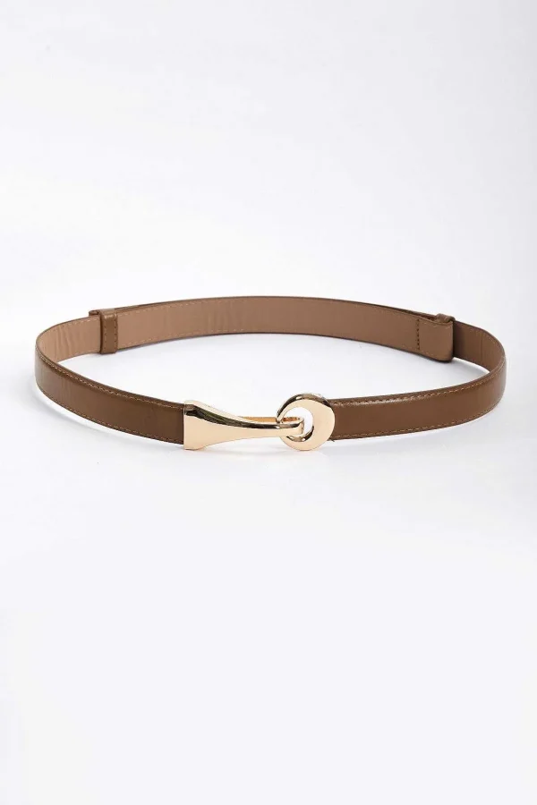 SOUL Accessories Adjustable Gold Clasp Belt In Brown* Belts