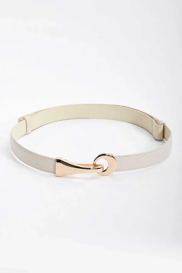 SOUL Accessories Adjustable Gold Clasp Belt In Cream*Women April Edit