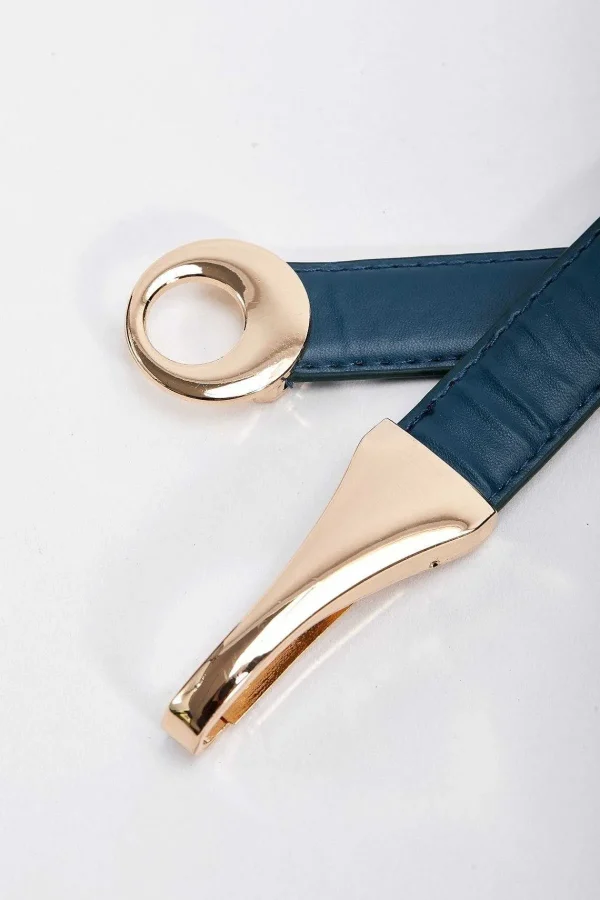 SOUL Accessories Adjustable Gold Clasp Belt In Navy* Belts