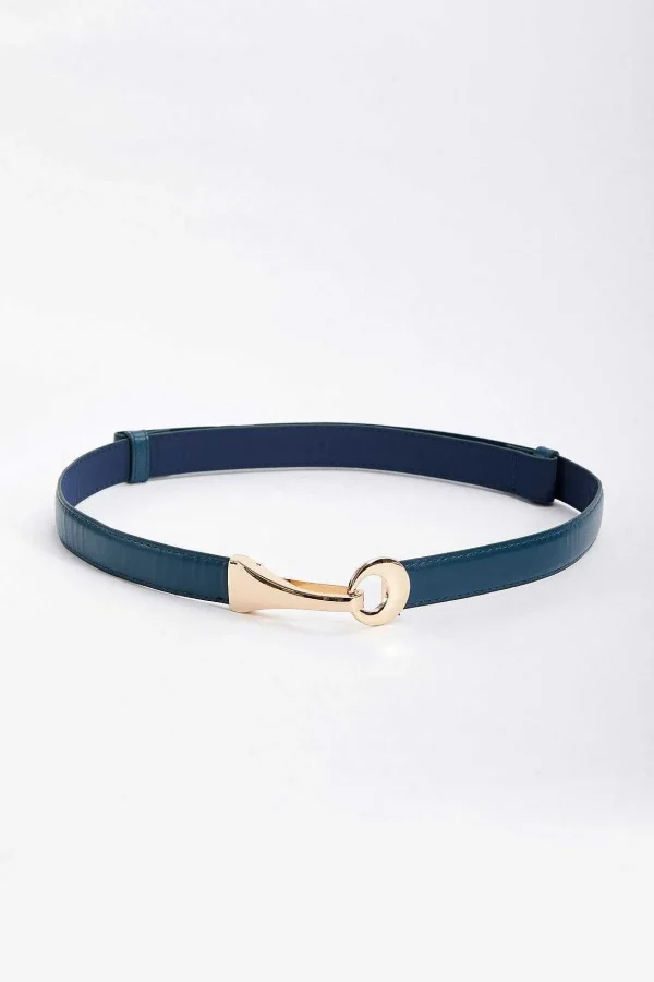 SOUL Accessories Adjustable Gold Clasp Belt In Navy* Belts