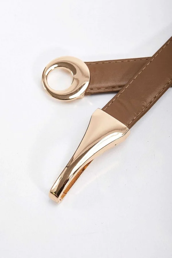 SOUL Accessories Adjustable Gold Clasp Belt In Brown* Belts