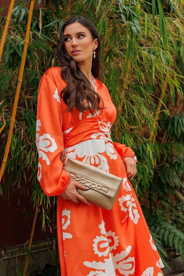 Pala D'oro Alina Midi Dress In Orange Print*Women Dresses & Jumpsuits