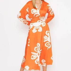 Pala D'oro Alina Midi Dress In Orange Print*Women Dresses & Jumpsuits