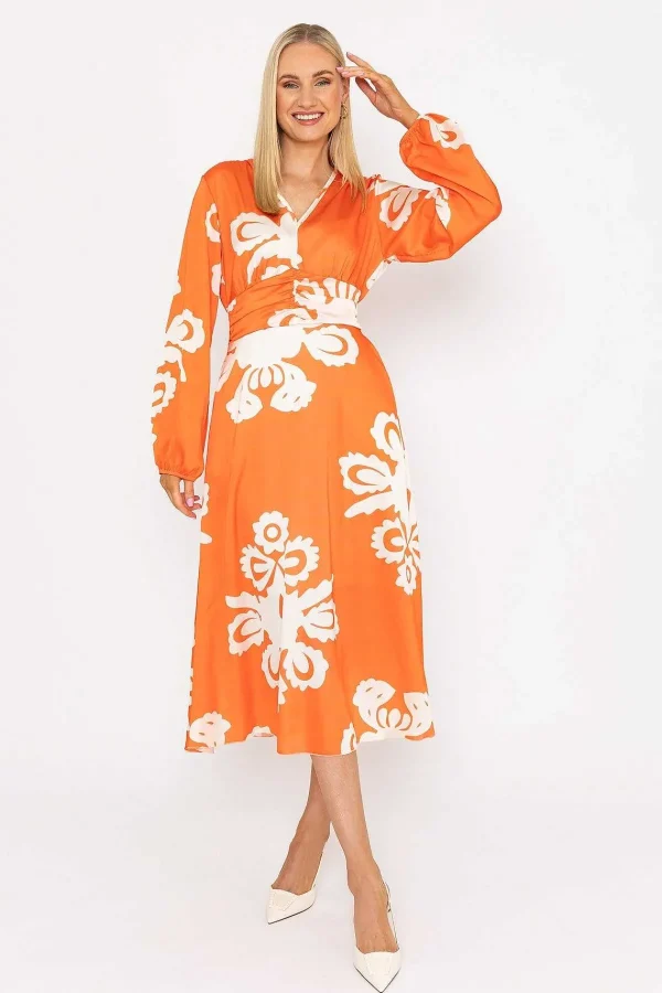 Pala D'oro Alina Midi Dress In Orange Print*Women Dresses & Jumpsuits