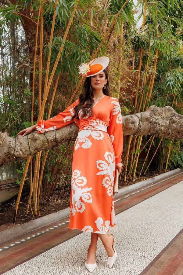 Pala D'oro Alina Midi Dress In Orange Print*Women Dresses & Jumpsuits