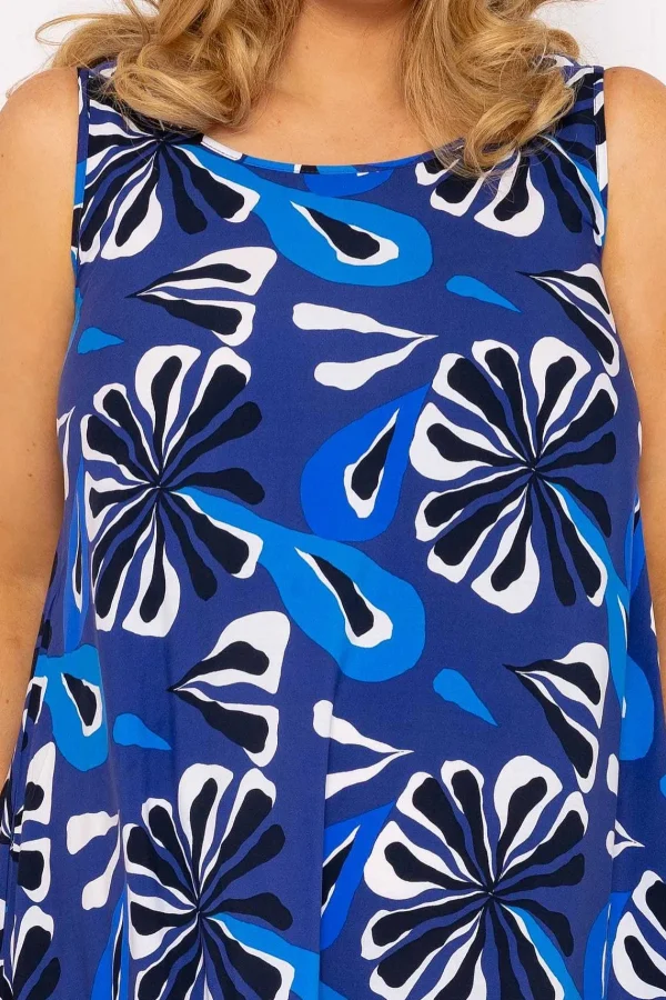 Ulla Popken A-Line Midi Dress In Blue Print*Women Dresses & Jumpsuits