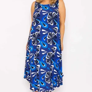 Ulla Popken A-Line Midi Dress In Blue Print*Women Dresses & Jumpsuits