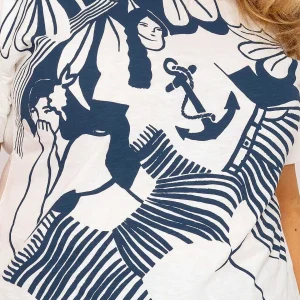 Ulla Popken Anchor Print Top In Off White*Women Tops & Blouses