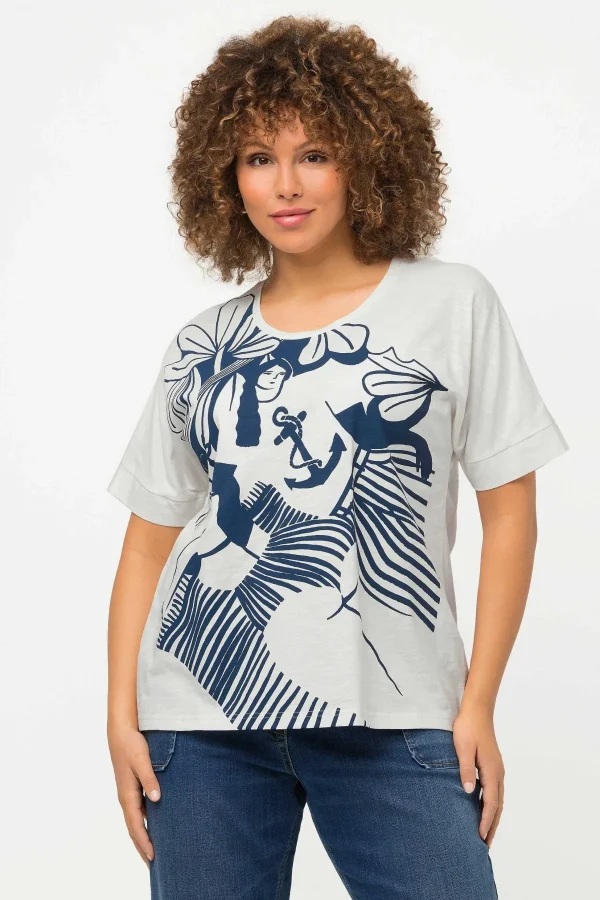 Ulla Popken Anchor Print Top In Off White*Women Tops & Blouses