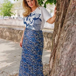 Ulla Popken Anchor Print Top In Off White*Women Tops & Blouses