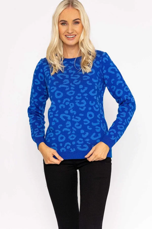 Rowen Avenue Animal Print Jumper In Blue*Women Jumpers & Cardigans