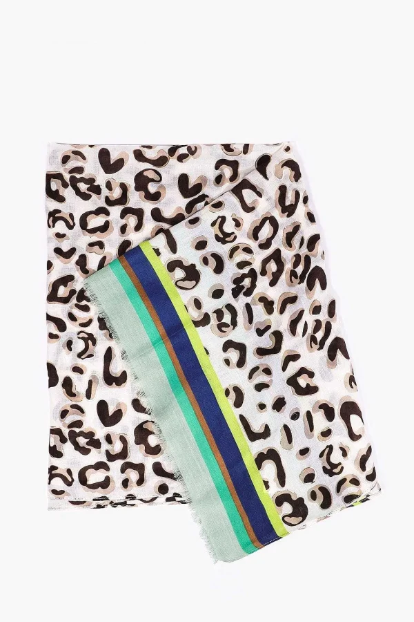 SOUL Accessories Animal Print Scarf With Green Border* Accessories