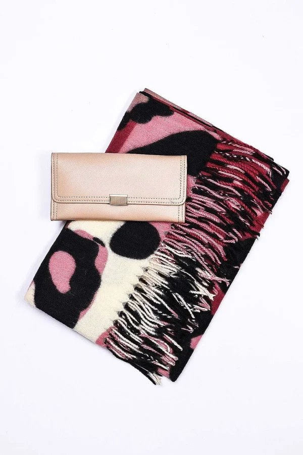 SOUL Accessories Animal Scarf And Purse Set In Pink Tones* Gran
