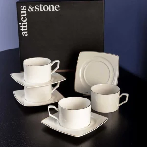 Atticus & Stone Apollo Cup And Saucer Set Of 4* Homeware