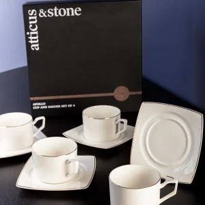 Atticus & Stone Apollo Cup And Saucer Set Of 4* Homeware