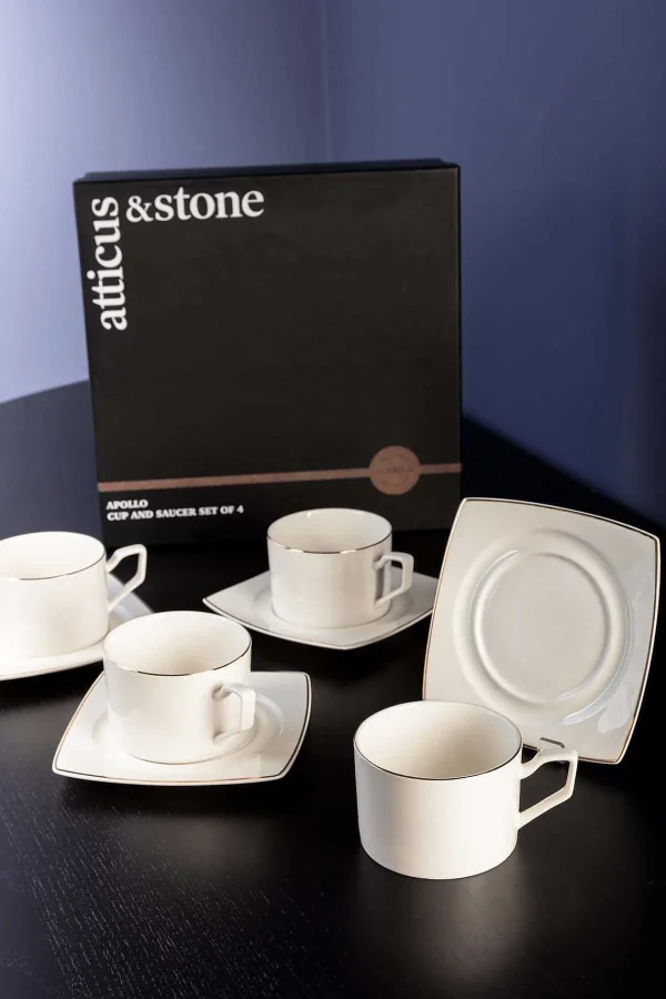 Atticus & Stone Apollo Cup And Saucer Set Of 4* Homeware