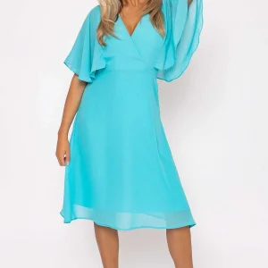 Rowen Avenue Aqua Angel Sleeve Dress* Sale Dresses