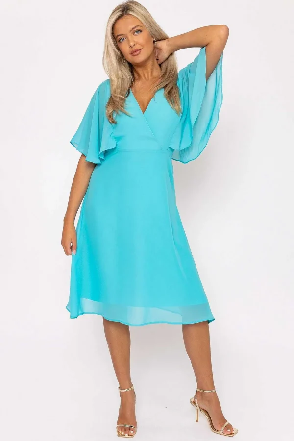 Rowen Avenue Aqua Angel Sleeve Dress* Sale Dresses