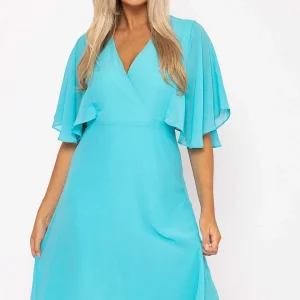 Rowen Avenue Aqua Angel Sleeve Dress* Sale Dresses