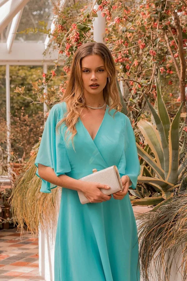 Rowen Avenue Aqua Angel Sleeve Dress* Sale Dresses