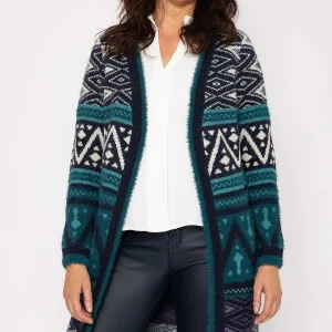 Voulez Vous Aztec Longline Cardigan In Teal*Women Jumpers & Cardigans