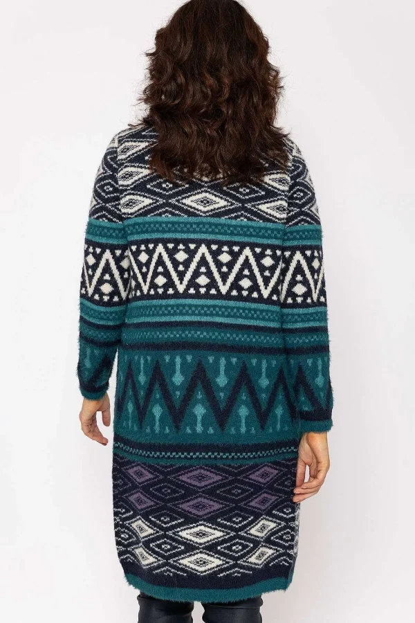 Voulez Vous Aztec Longline Cardigan In Teal*Women Jumpers & Cardigans