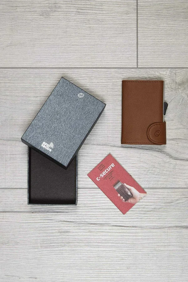 C-Secure Bank Cards Protector Wallet In Light Brown* Him