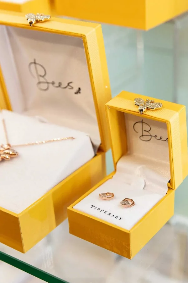 Tipperary Crystal Jewellery Bee Hexagonal Pave Stud Earrings* Boxed Gifts