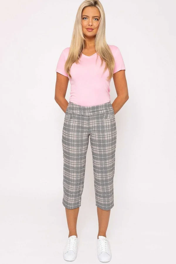 Kelly & Grace Weekend Bengaline Check Crop Pants In Pink Print*Women Jeans & Trousers