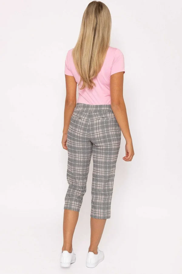 Kelly & Grace Weekend Bengaline Check Crop Pants In Pink Print*Women Jeans & Trousers