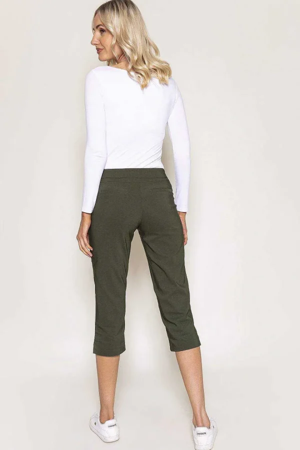 Kelly & Grace Weekend Bengaline Crop Pants In Khaki*Women Jeans & Trousers