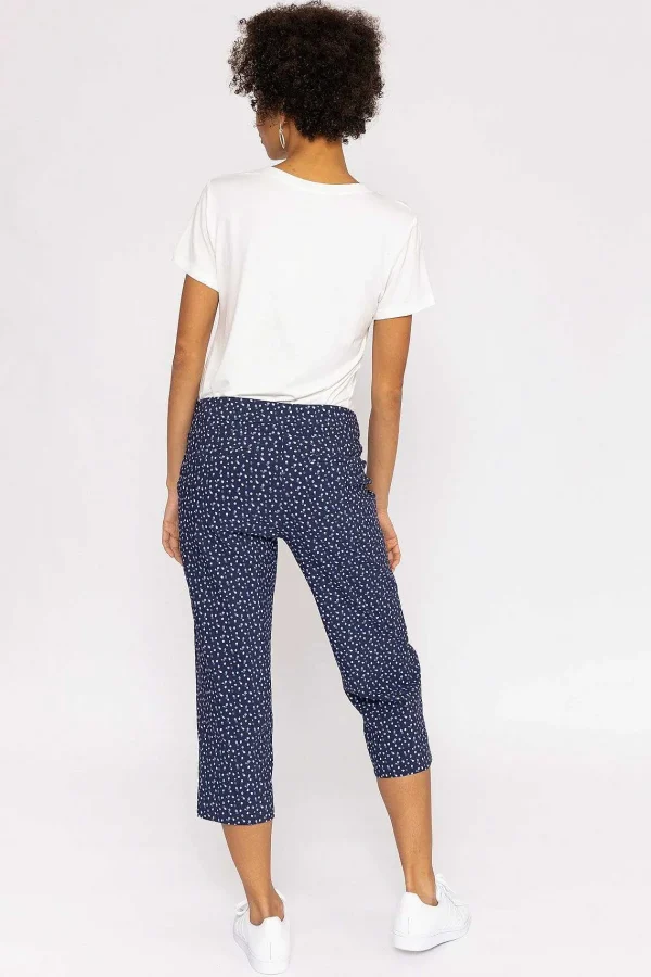 Kelly & Grace Weekend Bengaline Crop Pants In Navy Print*Women Jeans & Trousers