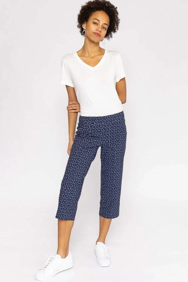 Kelly & Grace Weekend Bengaline Crop Pants In Navy Print*Women Jeans & Trousers