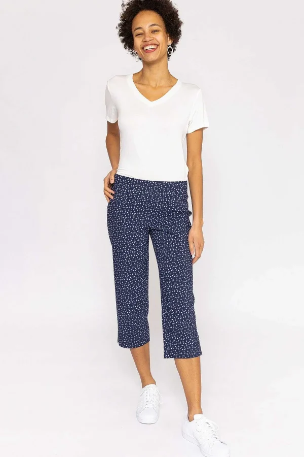 Kelly & Grace Weekend Bengaline Crop Pants In Navy Print*Women Jeans & Trousers