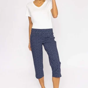 Kelly & Grace Weekend Bengaline Crop Pants In Navy Print*Women Jeans & Trousers