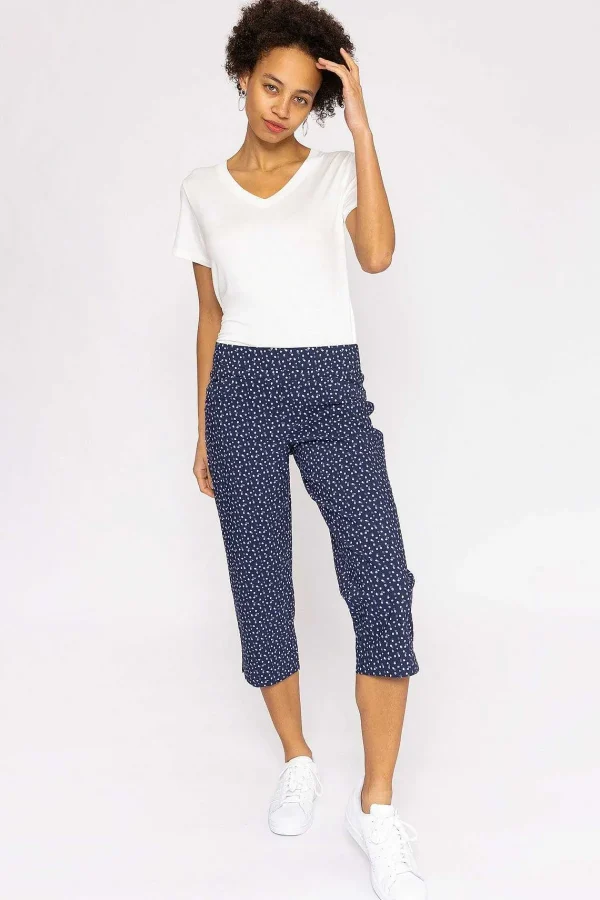 Kelly & Grace Weekend Bengaline Crop Pants In Navy Print*Women Jeans & Trousers