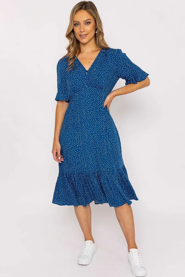 Rowen Avenue Betty Midi Dress In Blue Print* Skater