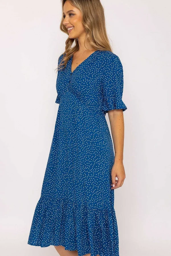 Rowen Avenue Betty Midi Dress In Blue Print* Skater